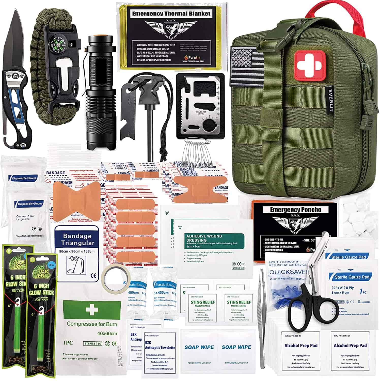 Green Survival First Aid Kit obsahuje Obsahuje 250 dielikov prvej pomoci